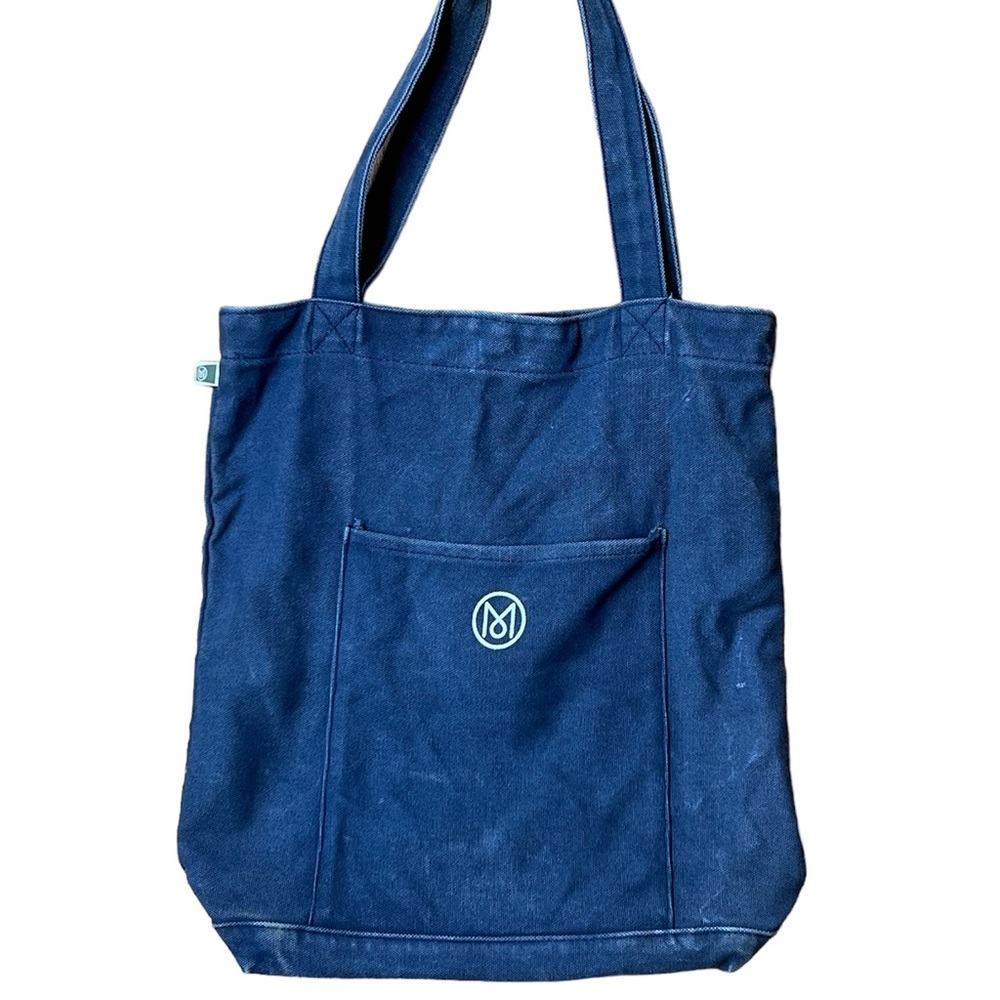 Monocle Navy Blue Canvas Tote Shoulder Strap Magazine Travel Bag
